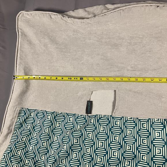 Lovesac Pillow Cover Geometric Pattern Gray Blue Large 33x27 Replacement Velour - Picture 13 of 16